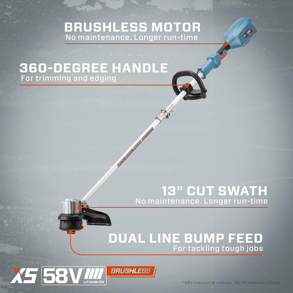 SENIX X5 58 Volt Max Cordless Brushless Grass Trimmer