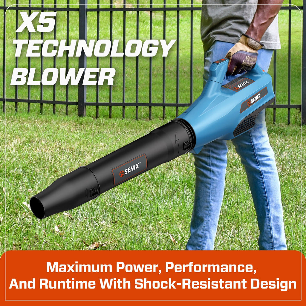 SENIX 58 Volt Max Cordless Brushless Battery Leaf Blower