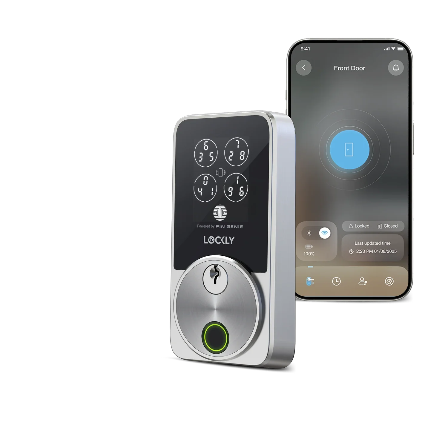 Lockly Secure Pro Zeno Series Fingerprint Deadbolt - Satin Nickel