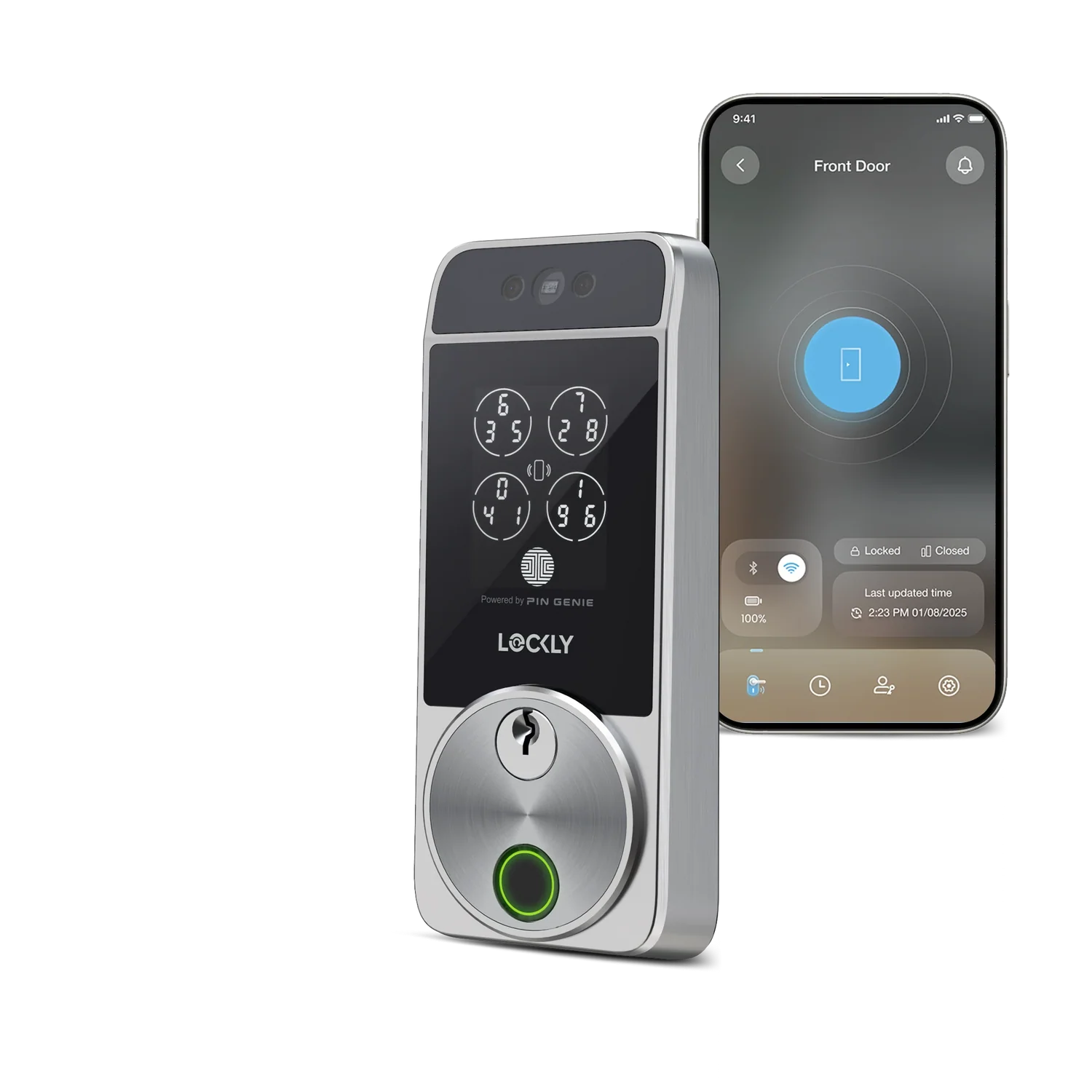 Lockly Visage Zeno Series Facial Recognition Deadbolt - Satin Nickel