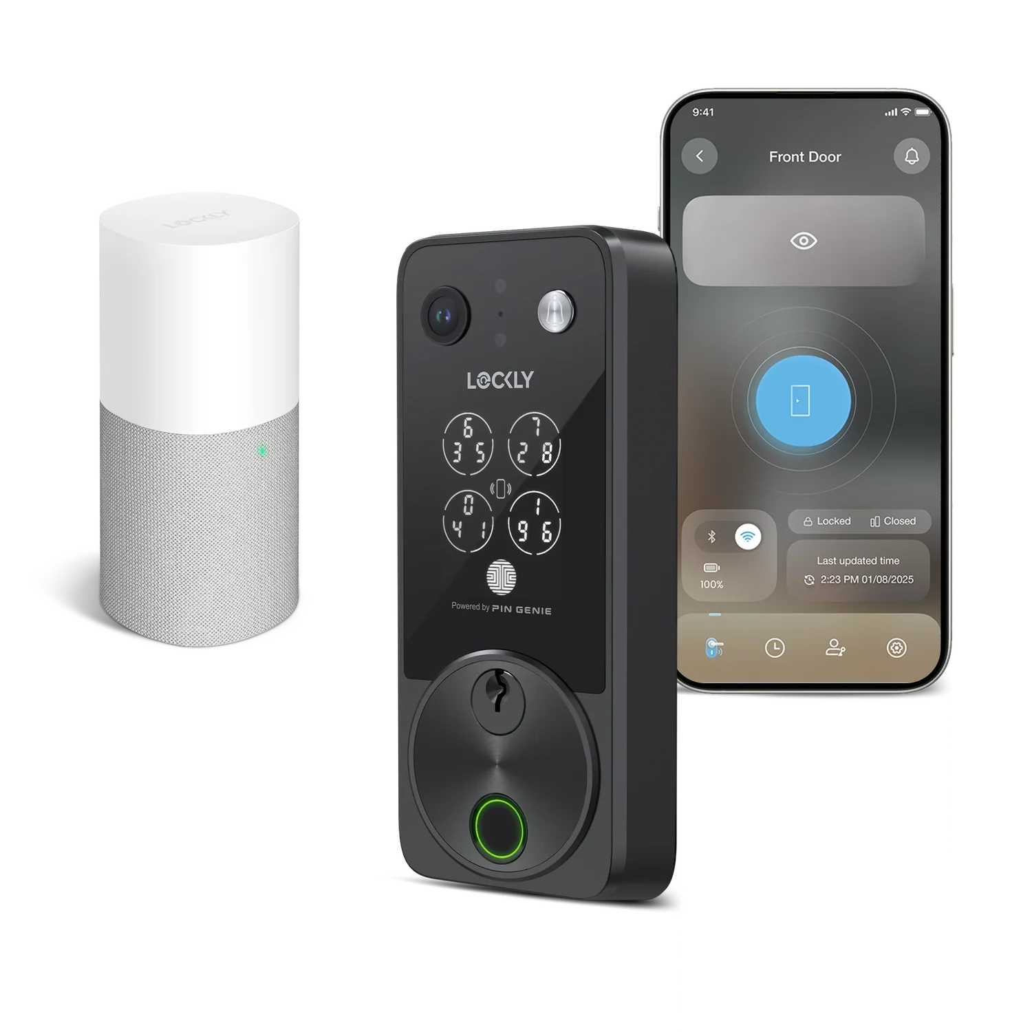 Lockly Vision Zeno Series Video Smart Lock with Intercom Deadbolt - Matte Black