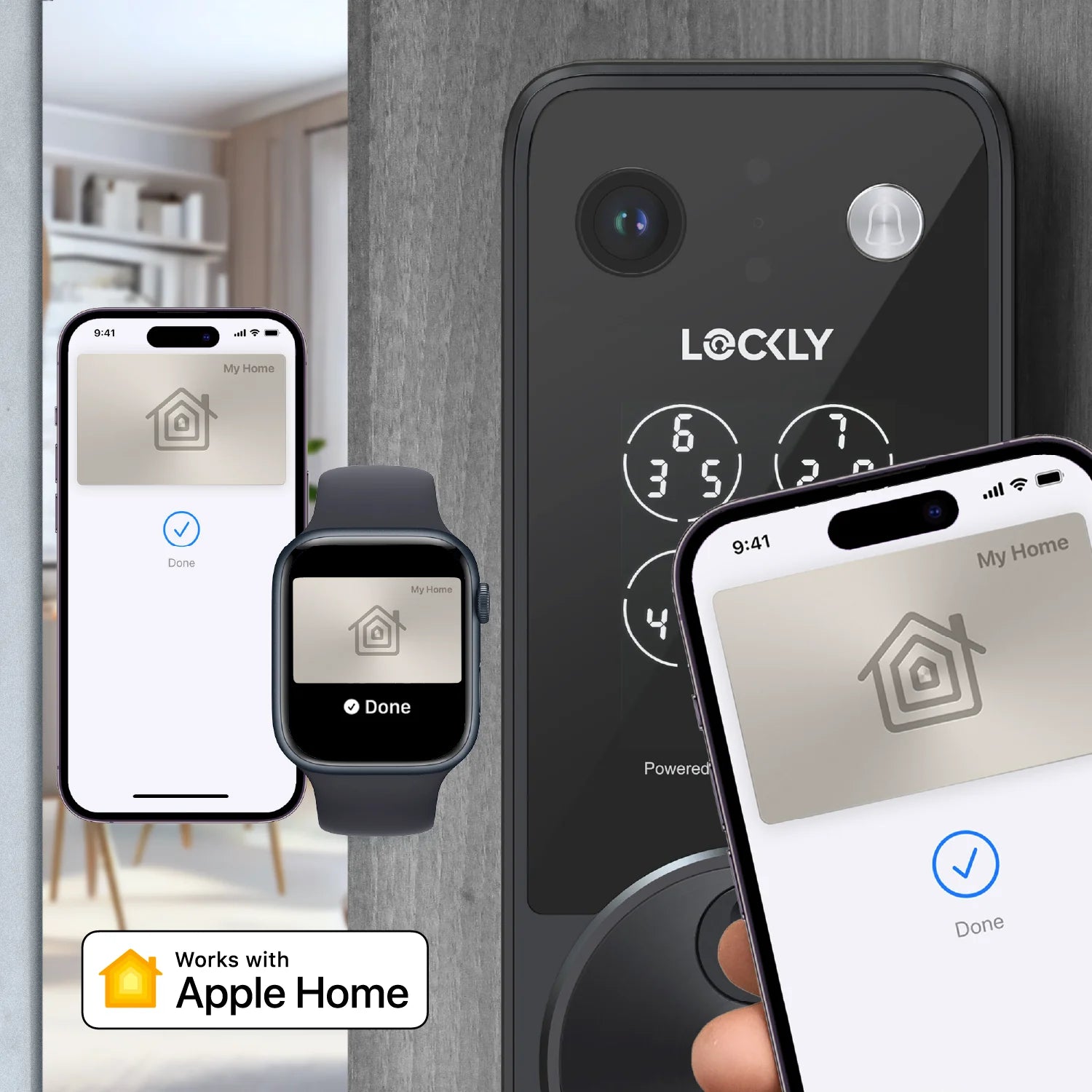 Lockly Vision Zeno Series Video Smart Lock with Intercom Deadbolt - Matte Black