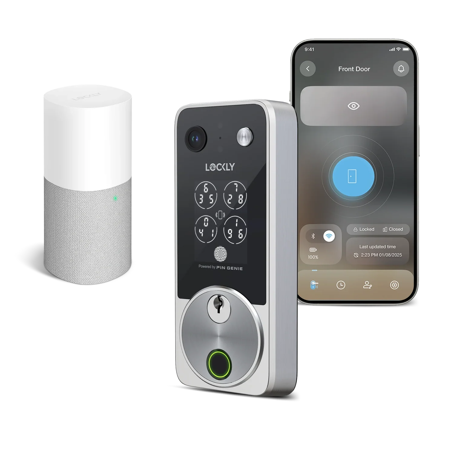 Lockly Vision Zeno Series Video Smart Lock with Intercom Deadbolt - Satin Nickel