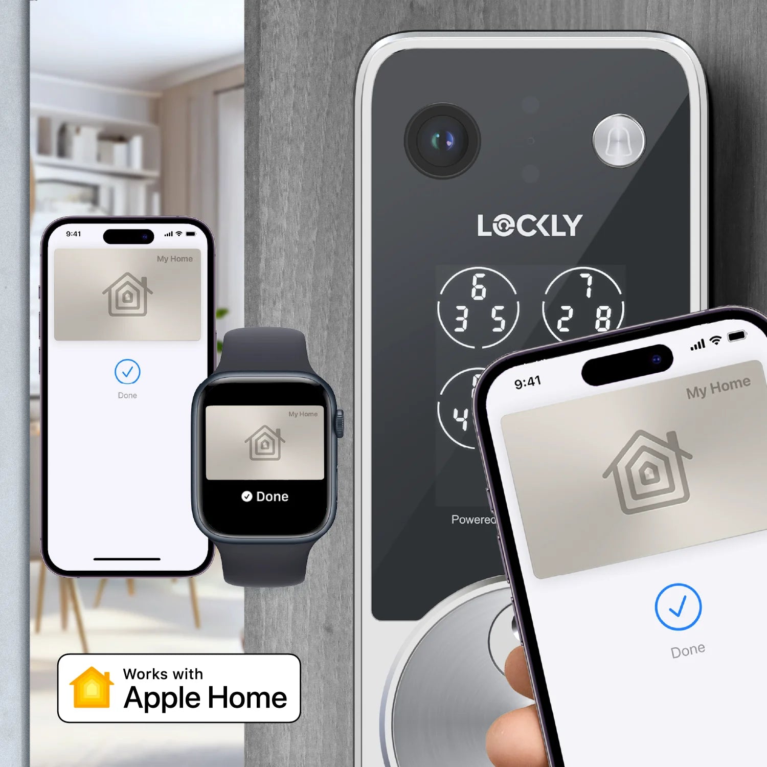 Lockly Vision Zeno Series Video Smart Lock with Intercom Deadbolt - Satin Nickel
