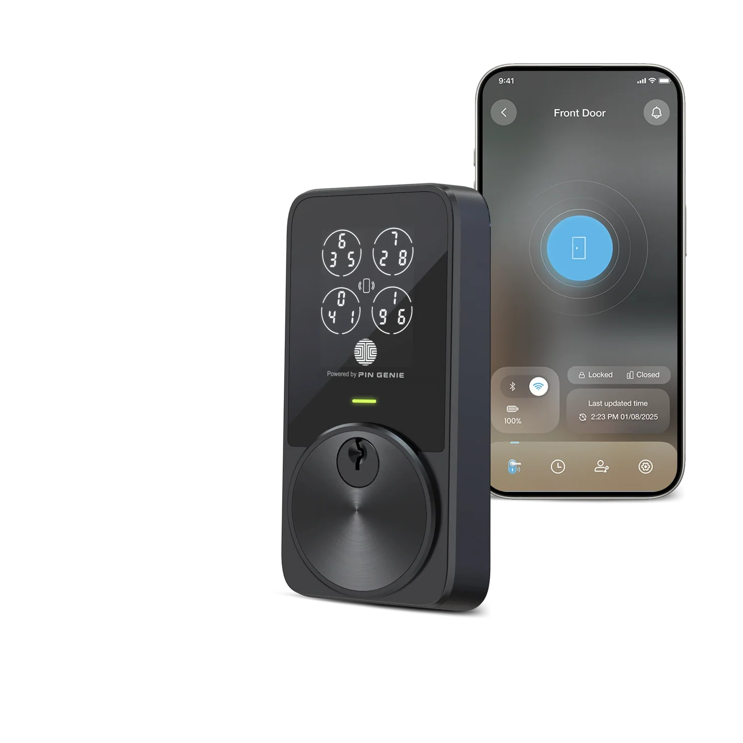 Lockly PIN Genie Pro Zeno Series Wi-Fi Deadbolt - Matte Black