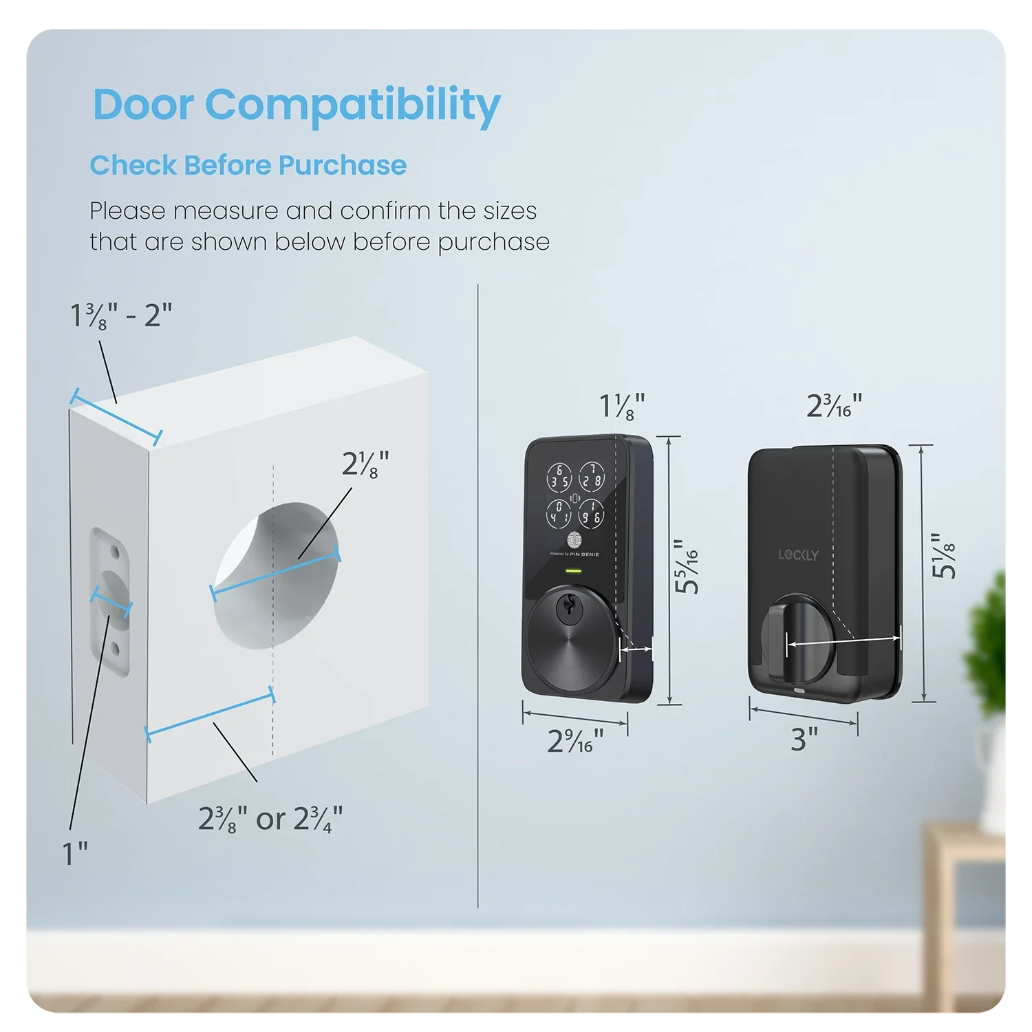 Lockly PIN Genie Pro Zeno Series Wi-Fi Deadbolt - Matte Black