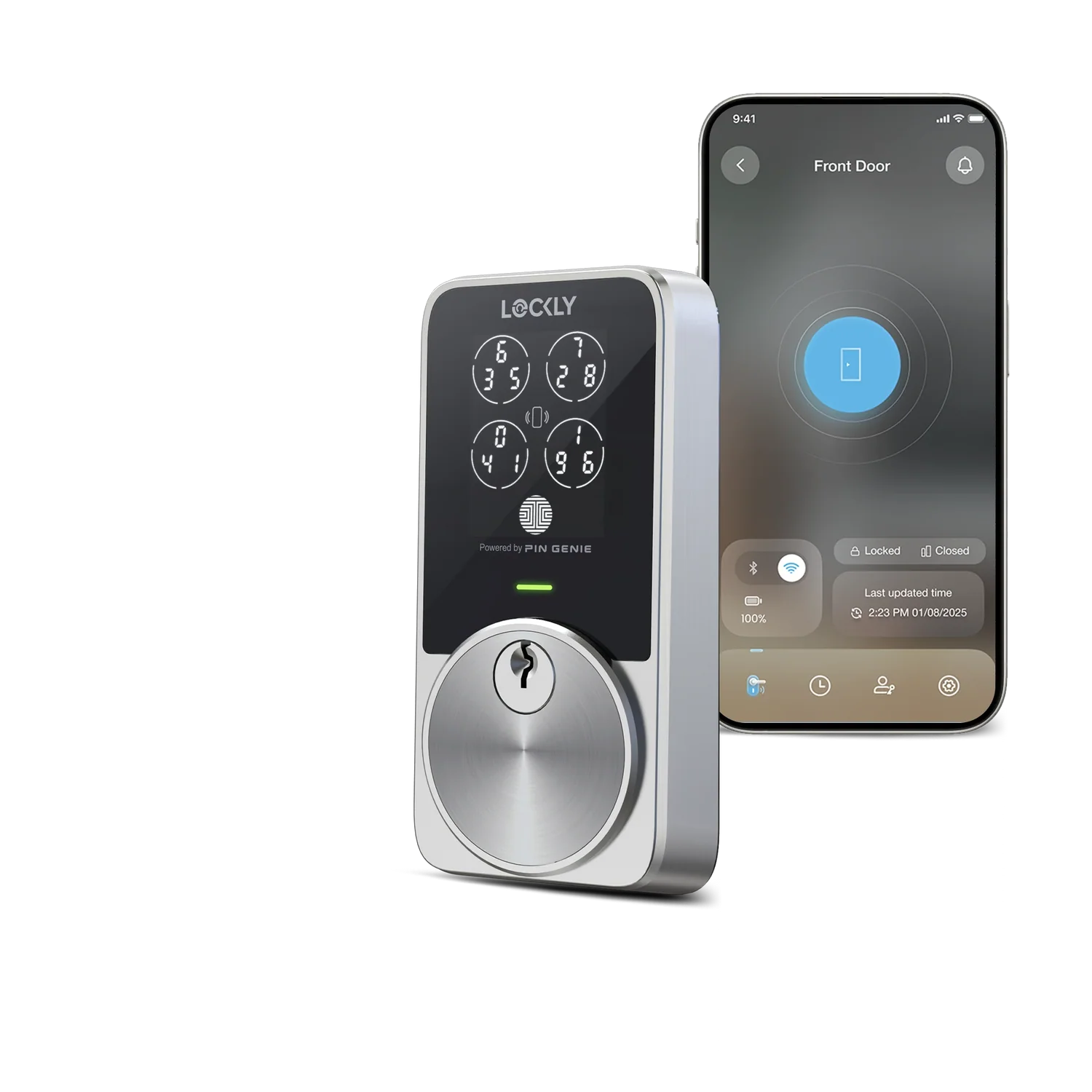 Lockly PIN Genie Pro Zeno Series Wi-Fi Deadbolt - Satin Nickel
