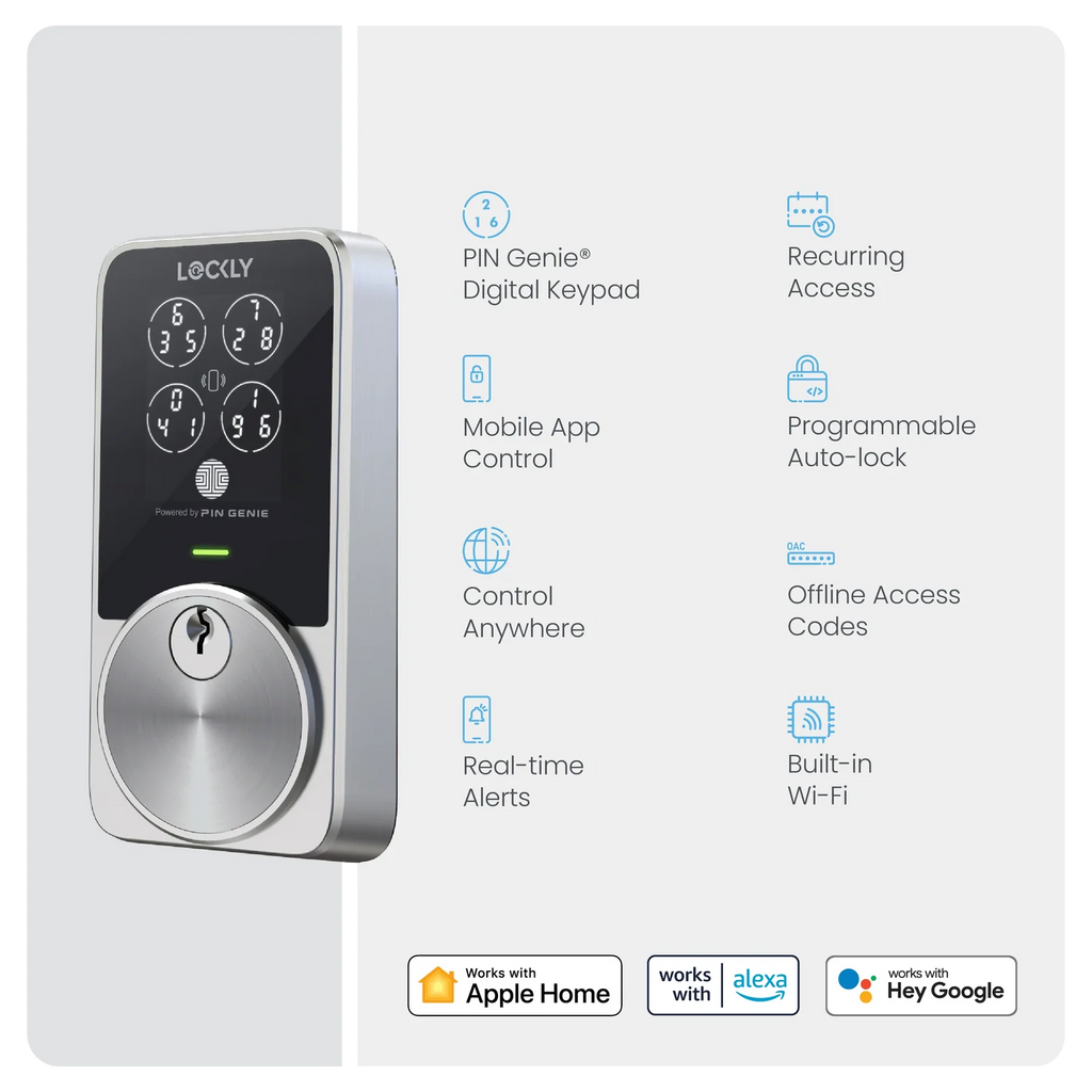 Lockly PIN Genie Pro Zeno Series Wi-Fi Deadbolt - Satin Nickel