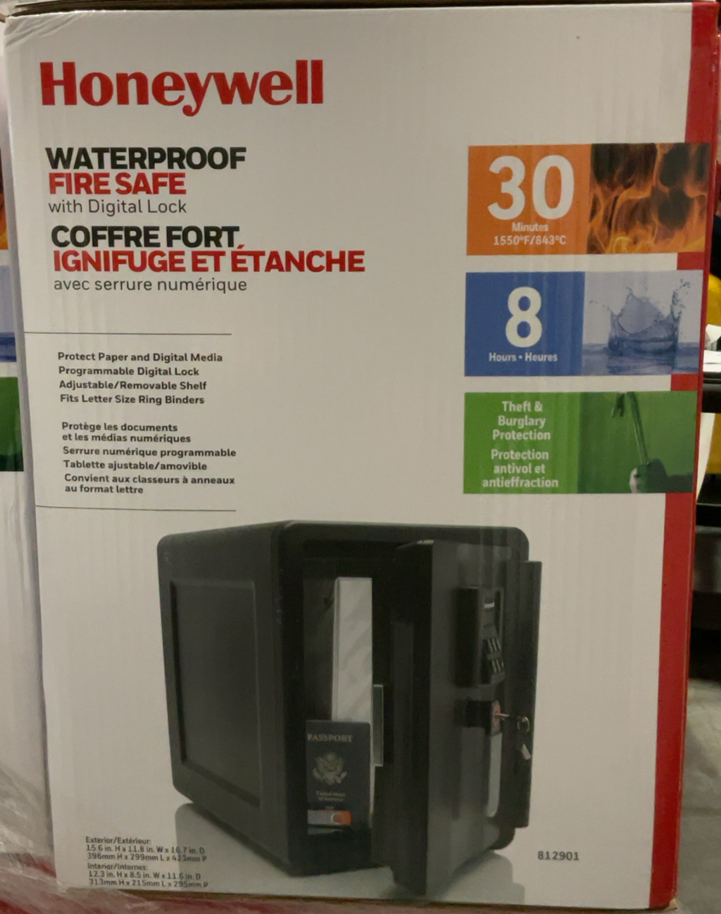 Honeywell 2901 Waterproof, Fire & Theft Safe